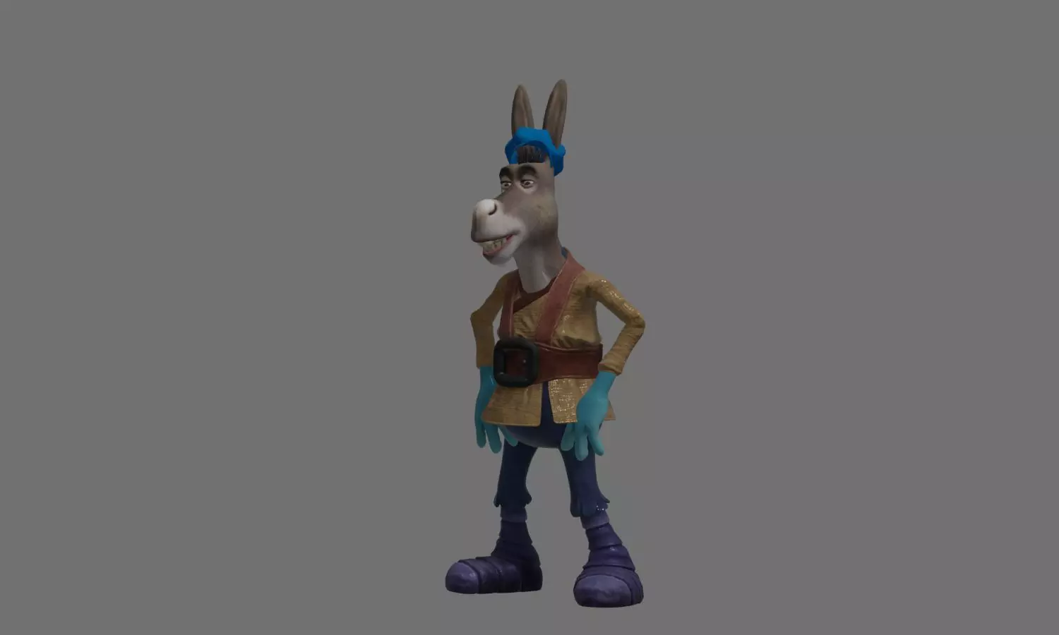 Donkey 3 with hair and shoes 3D model_0
