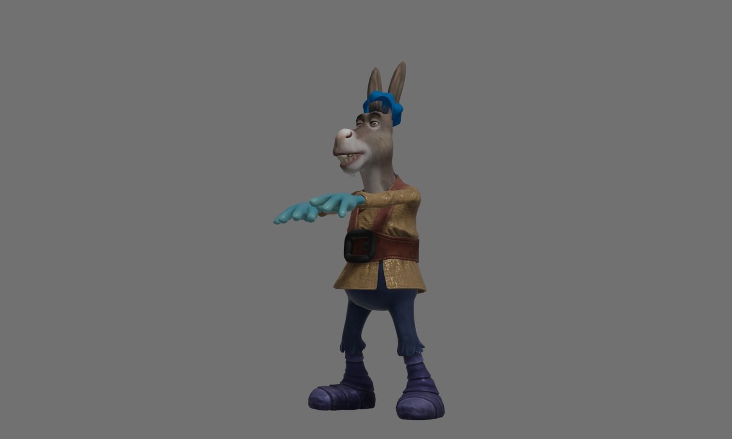Donkey 3 with hair and shoes 3D model_14