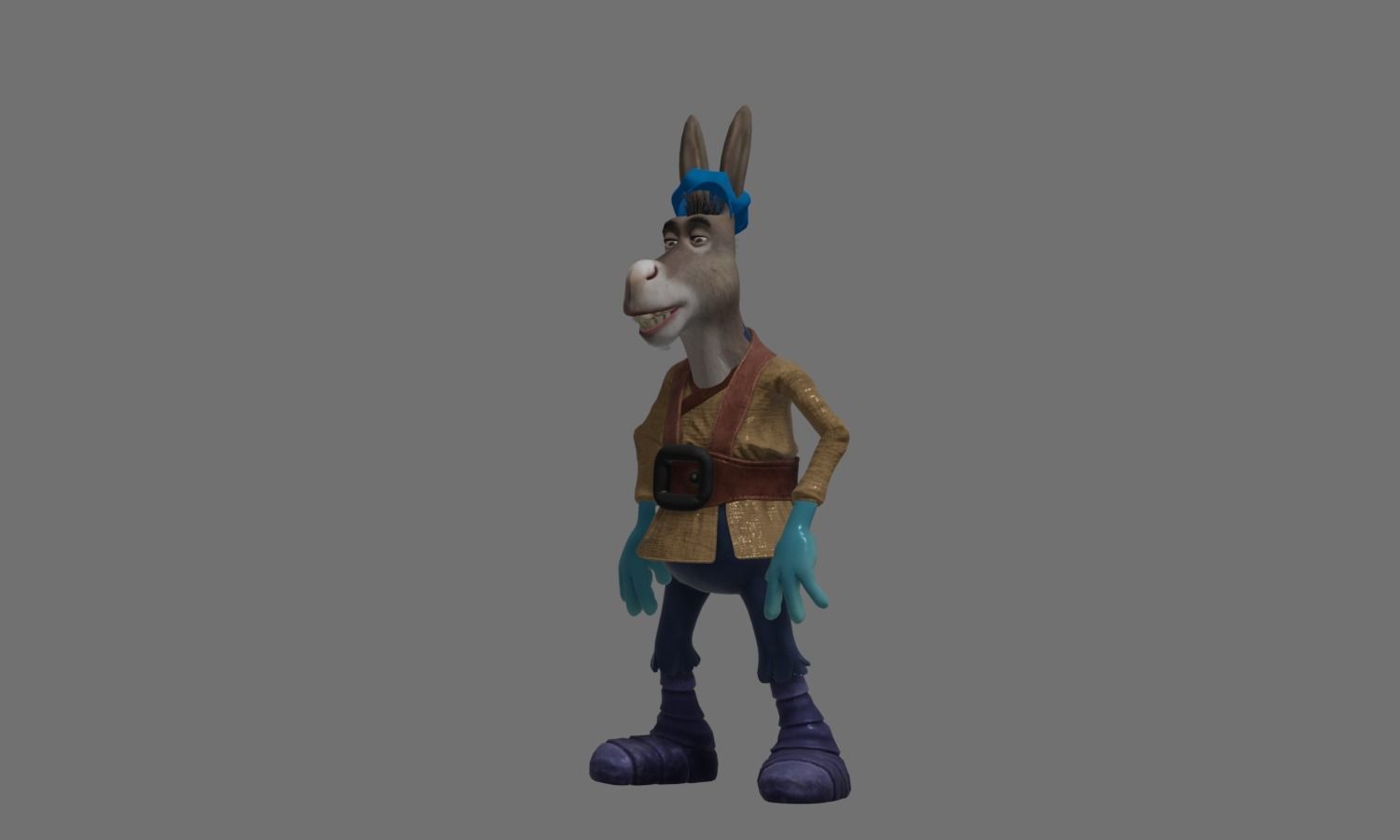 Donkey 3 with hair and shoes 3D model_4
