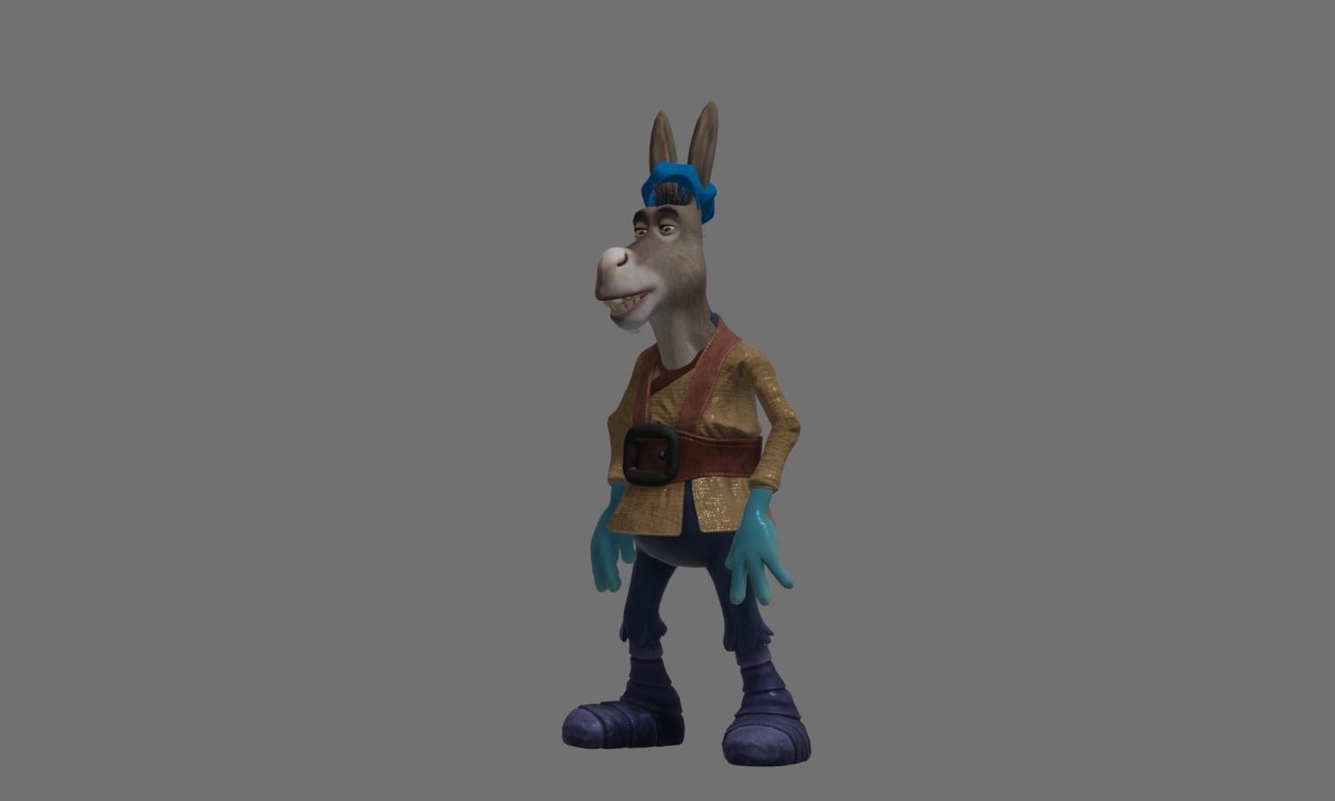Donkey 3 with hair and shoes 3D model_5