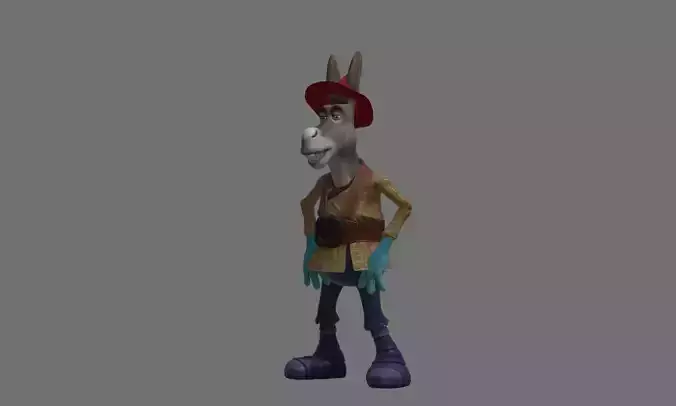 Donkey 2 cartoon character wearing hat 3D model