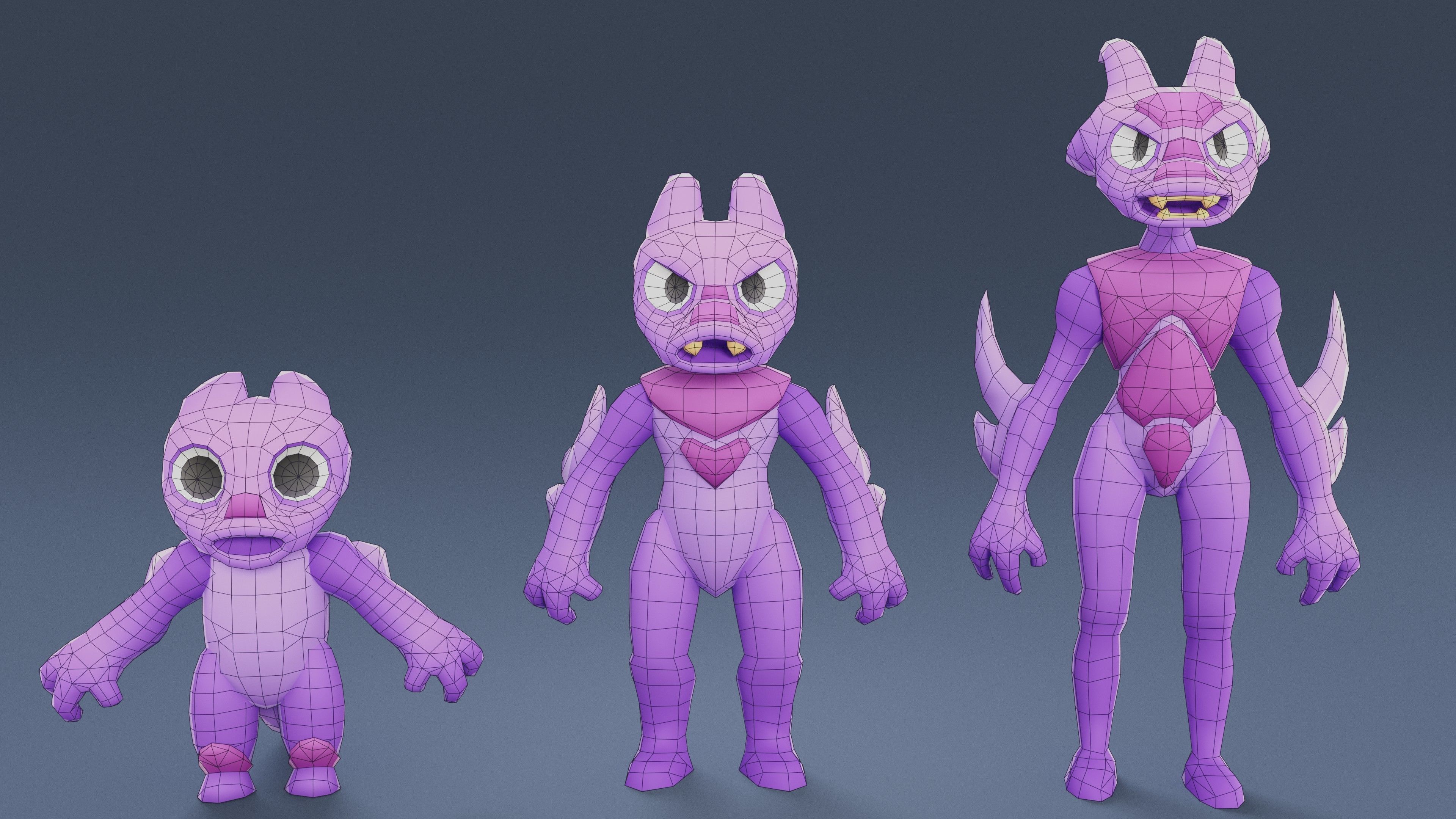 Cartoon Characters - Evolution Fury Warrior Low-poly 3D model_10