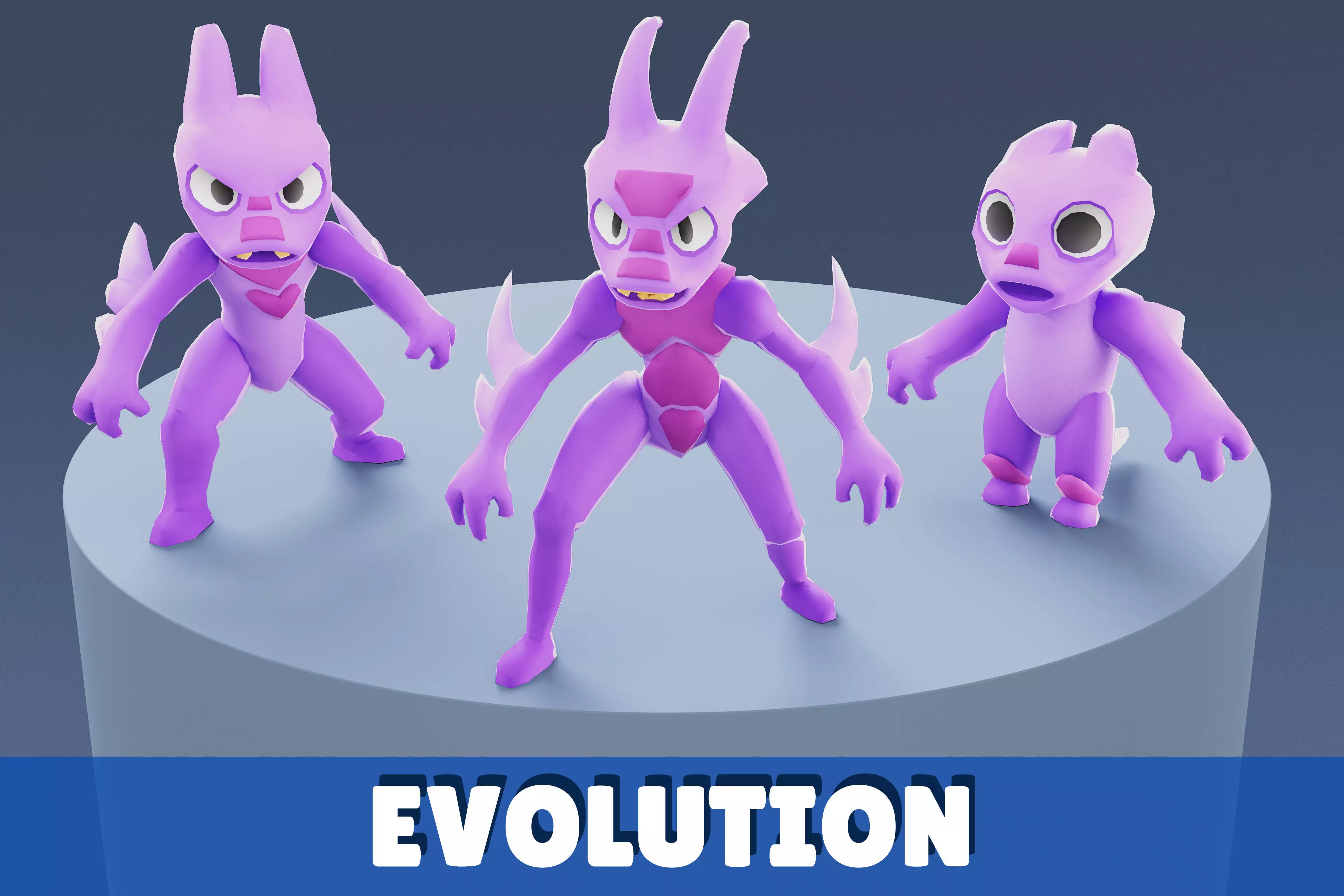 Cartoon Characters - Evolution Fury Warrior Low-poly 3D model_0