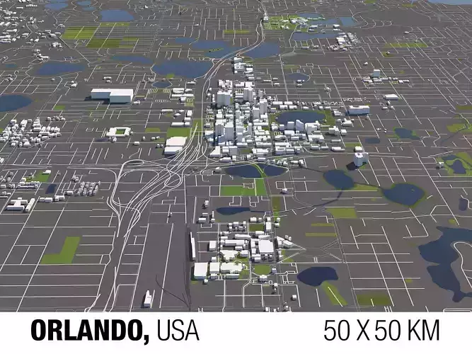 Orlando 50x50km City Map Model