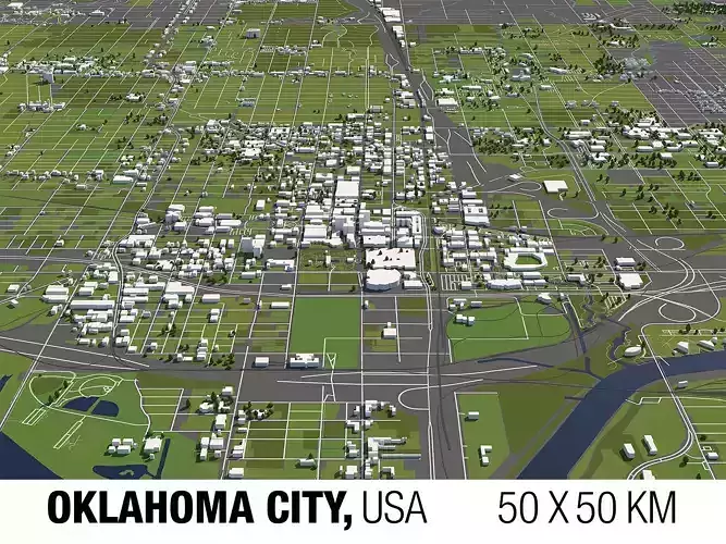 Oklahoma City 50x50km City Map Model