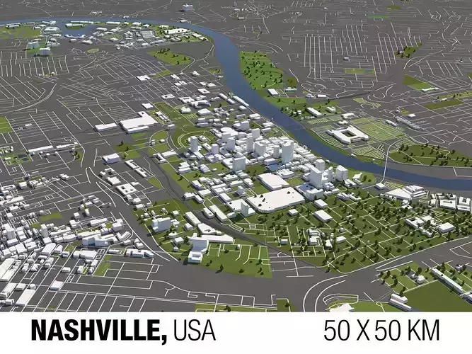 Nashville 50x50km City Map Model