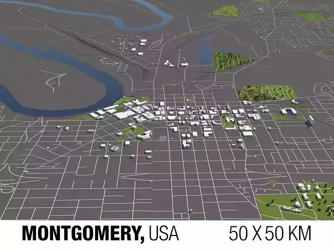 Montgomery 50x50km City Map Model
