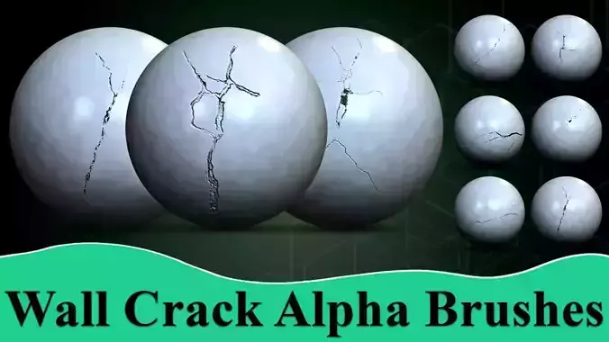 Wall Crack Alpha Brushes  Low-poly 3D model