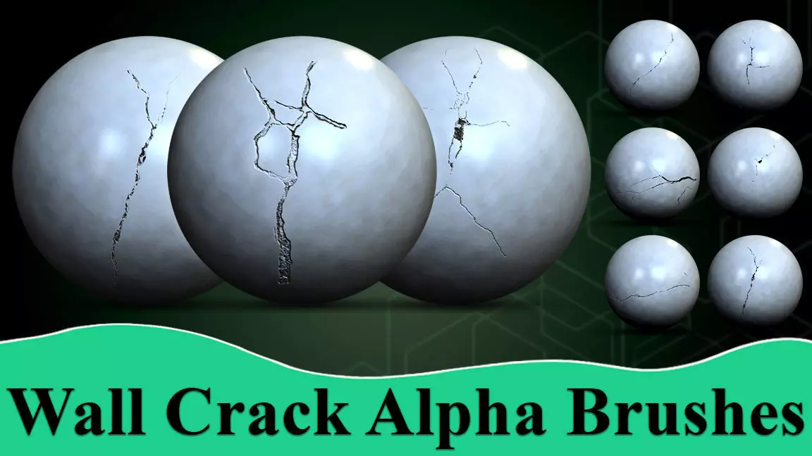 Wall Crack Alpha Brushes Low-poly 3D model_0