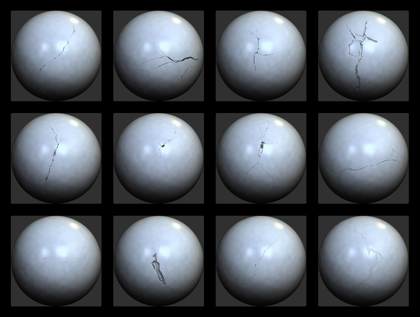 Wall Crack Alpha Brushes Low-poly 3D model_1