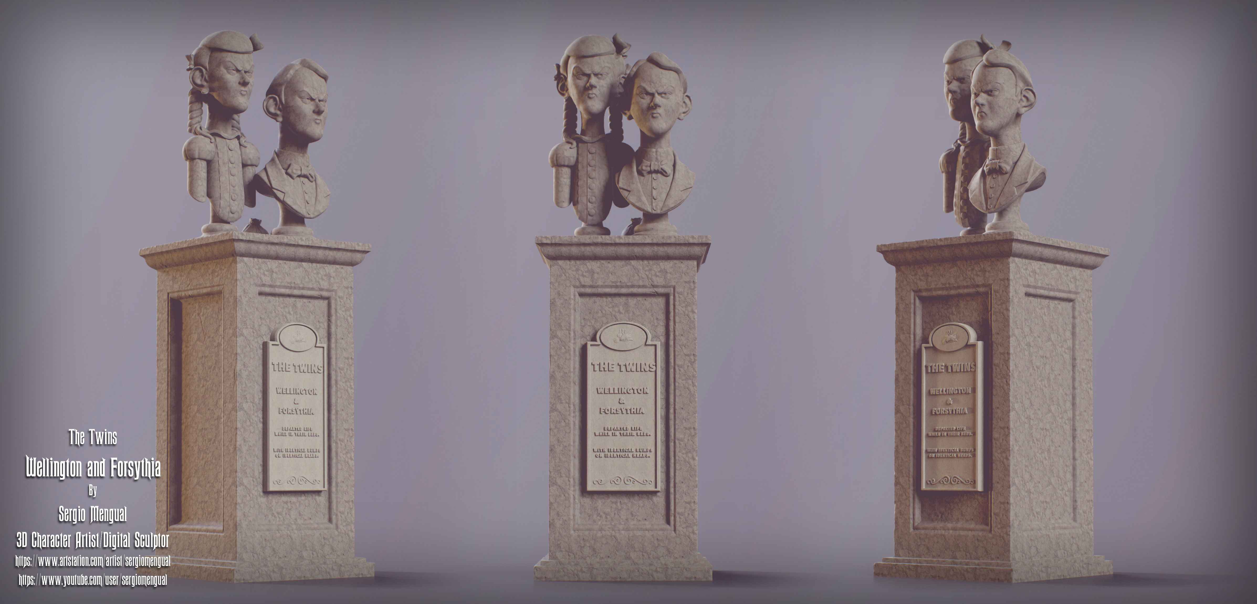 Haunted Mansion The Twins 3D Printable Busts 3D print model_3