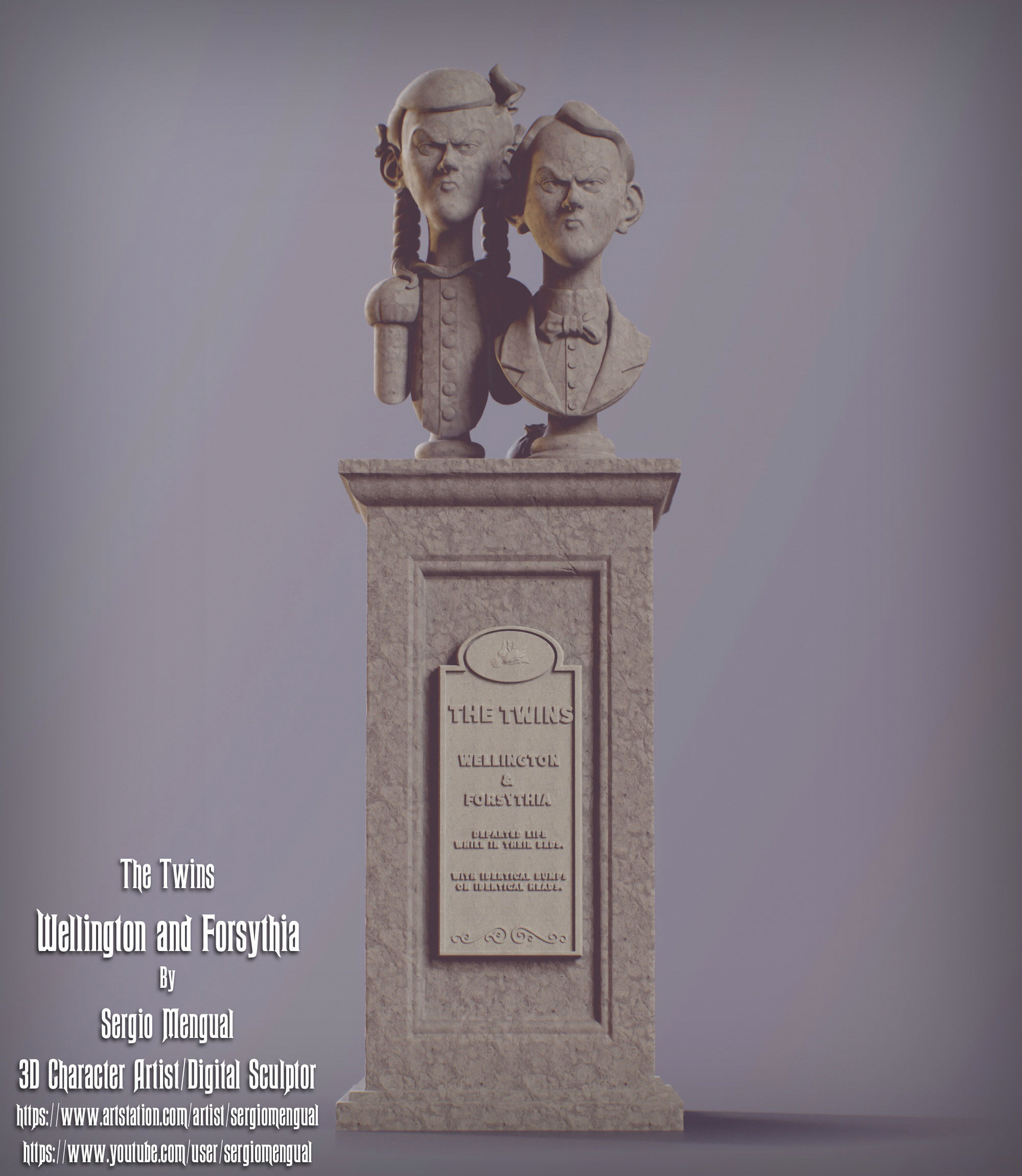 Haunted Mansion The Twins 3D Printable Busts 3D print model_5