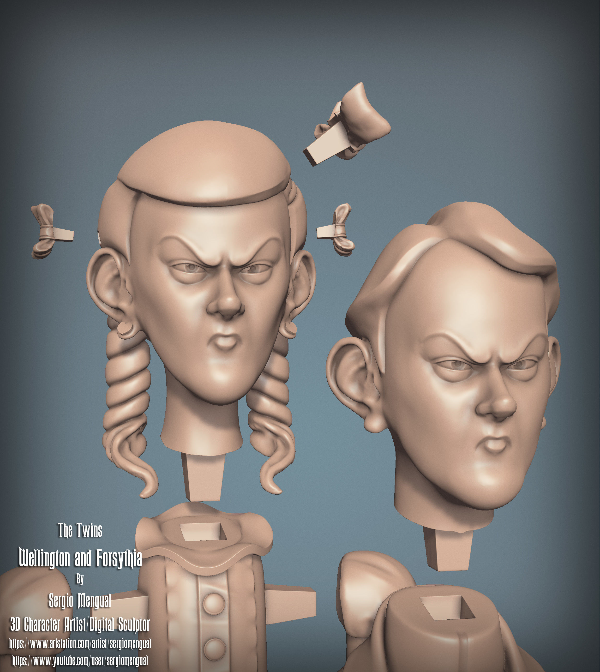 Haunted Mansion The Twins 3D Printable Busts 3D print model_37