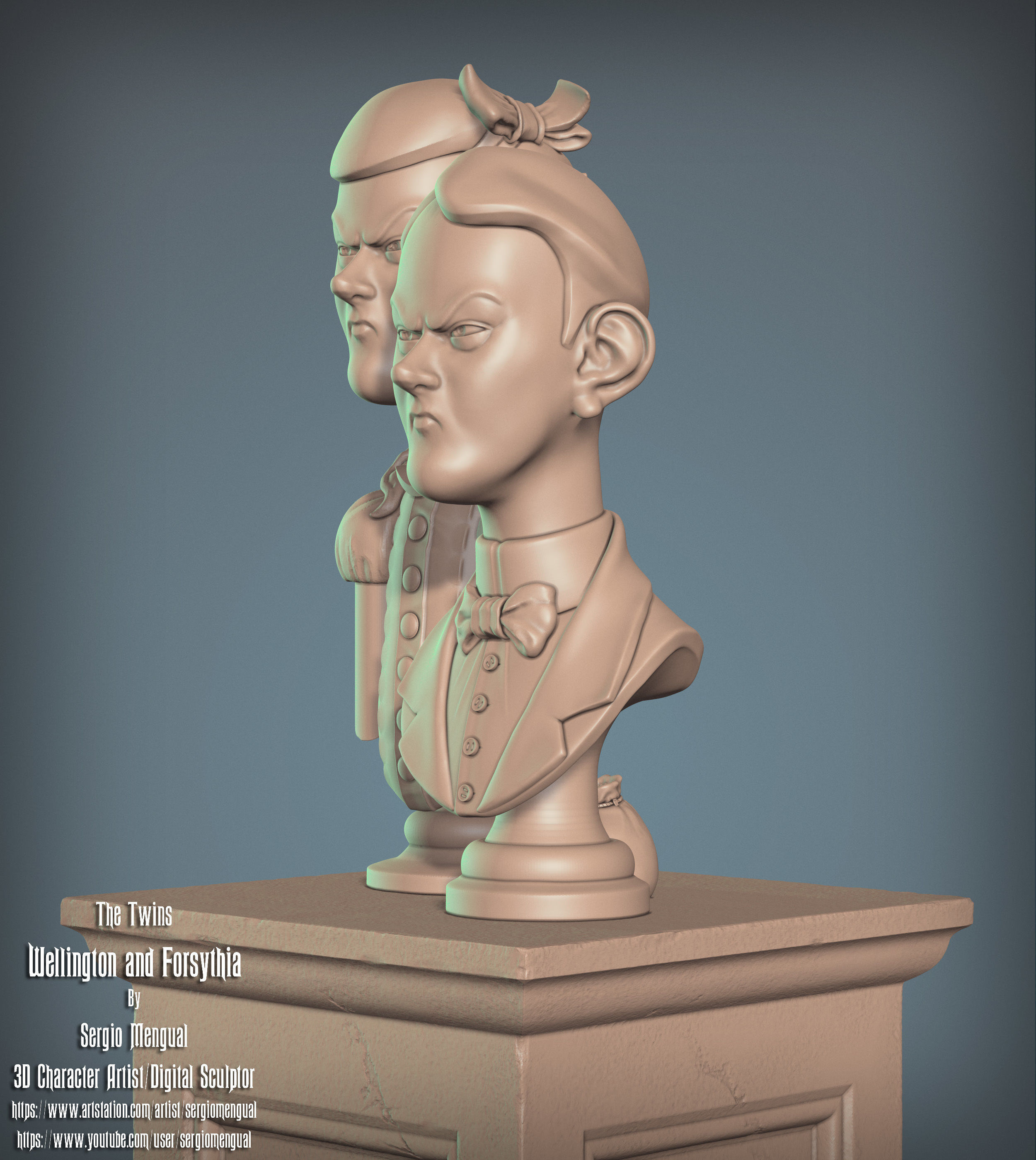 Haunted Mansion The Twins 3D Printable Busts 3D print model_16