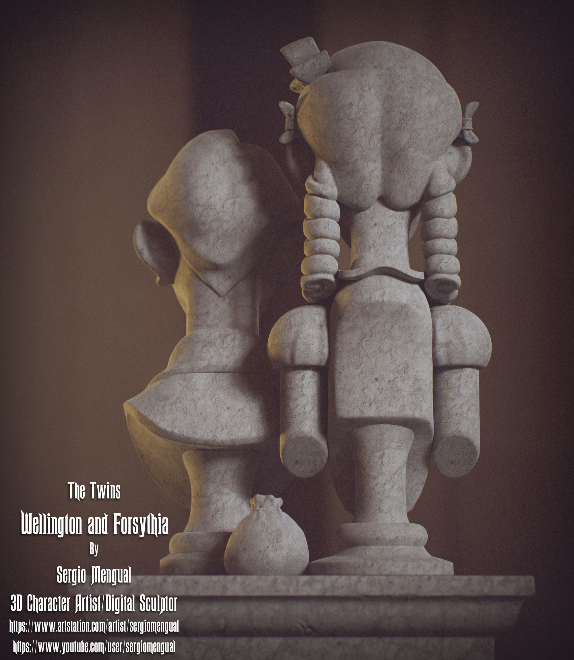 Haunted Mansion The Twins 3D Printable Busts 3D print model_15