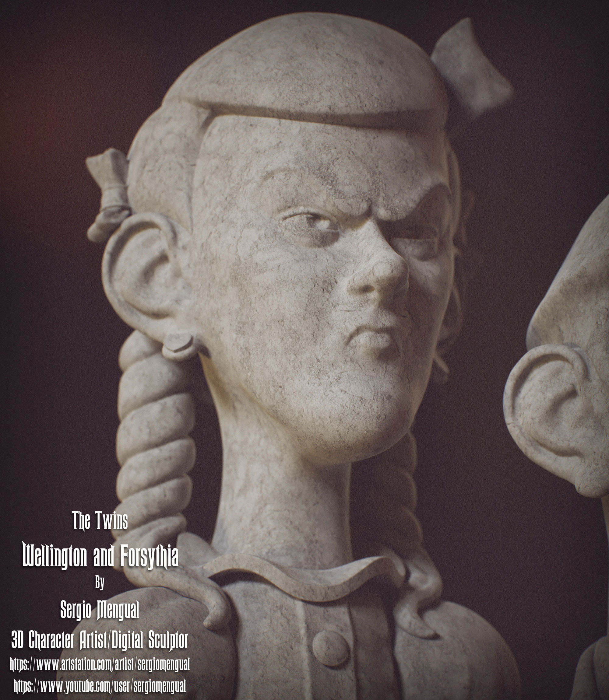 Haunted Mansion The Twins 3D Printable Busts 3D print model_21