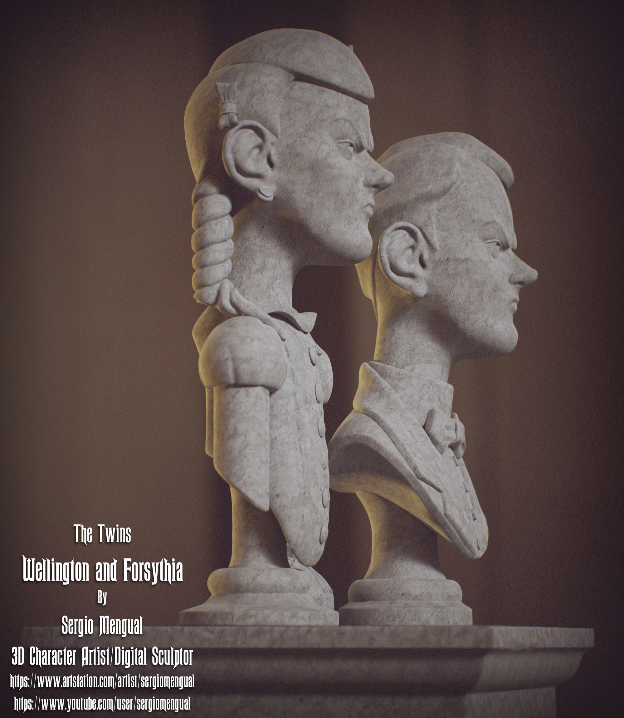 Haunted Mansion The Twins 3D Printable Busts 3D print model_13