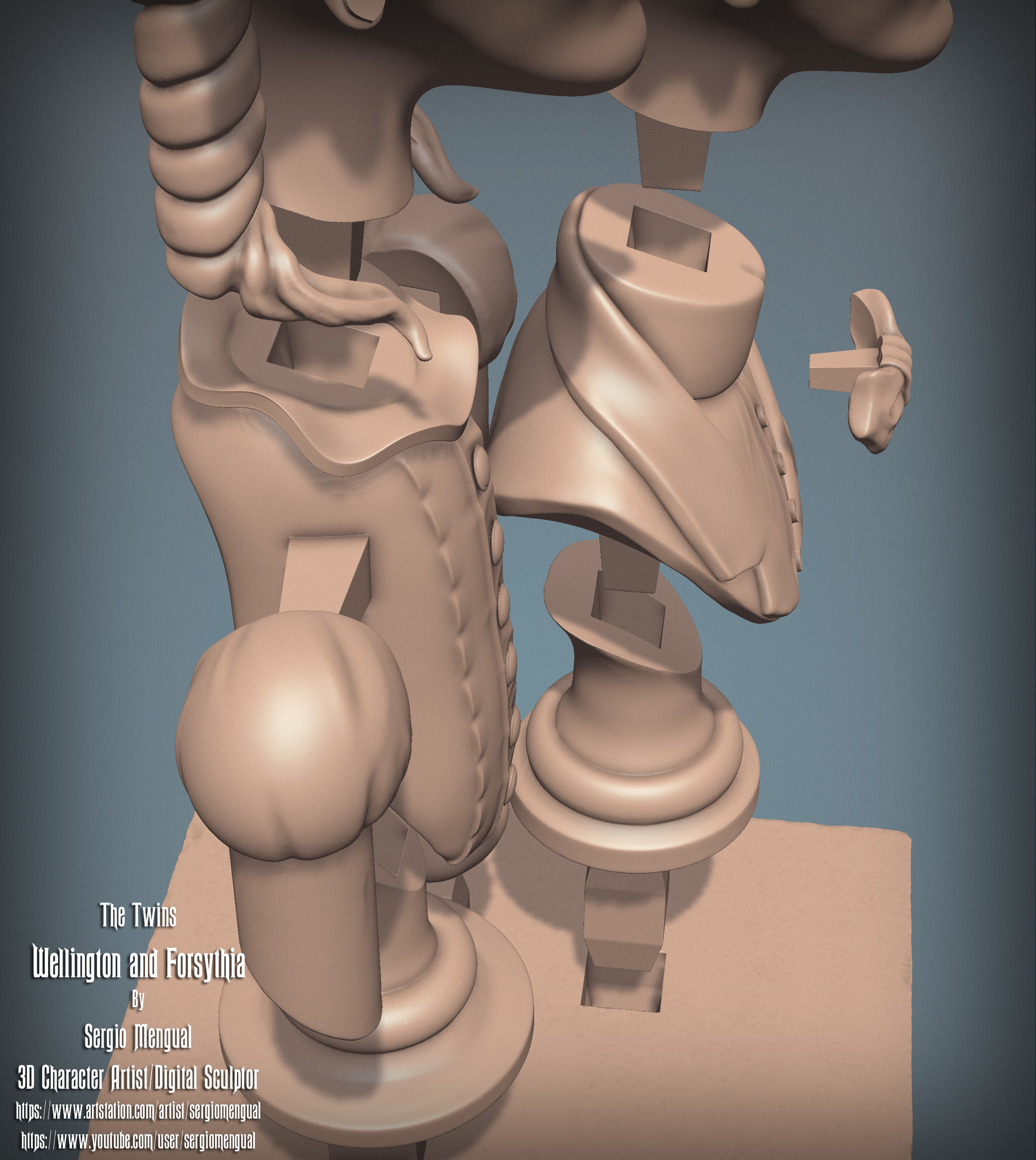 Haunted Mansion The Twins 3D Printable Busts 3D print model_36