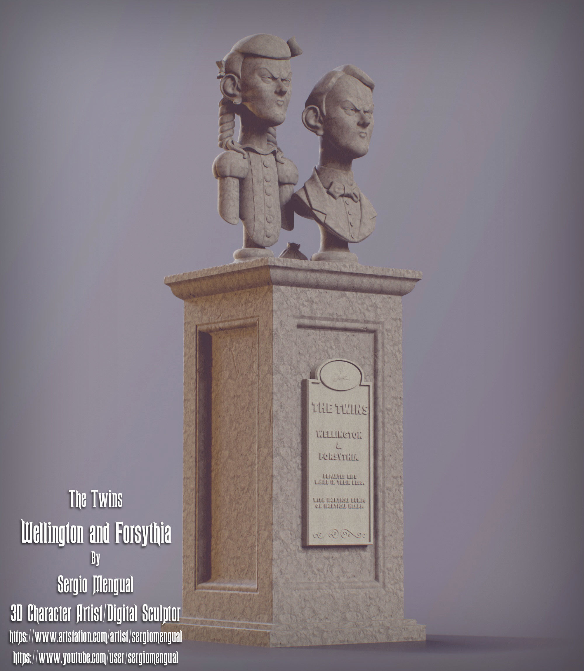 Haunted Mansion The Twins 3D Printable Busts 3D print model_4