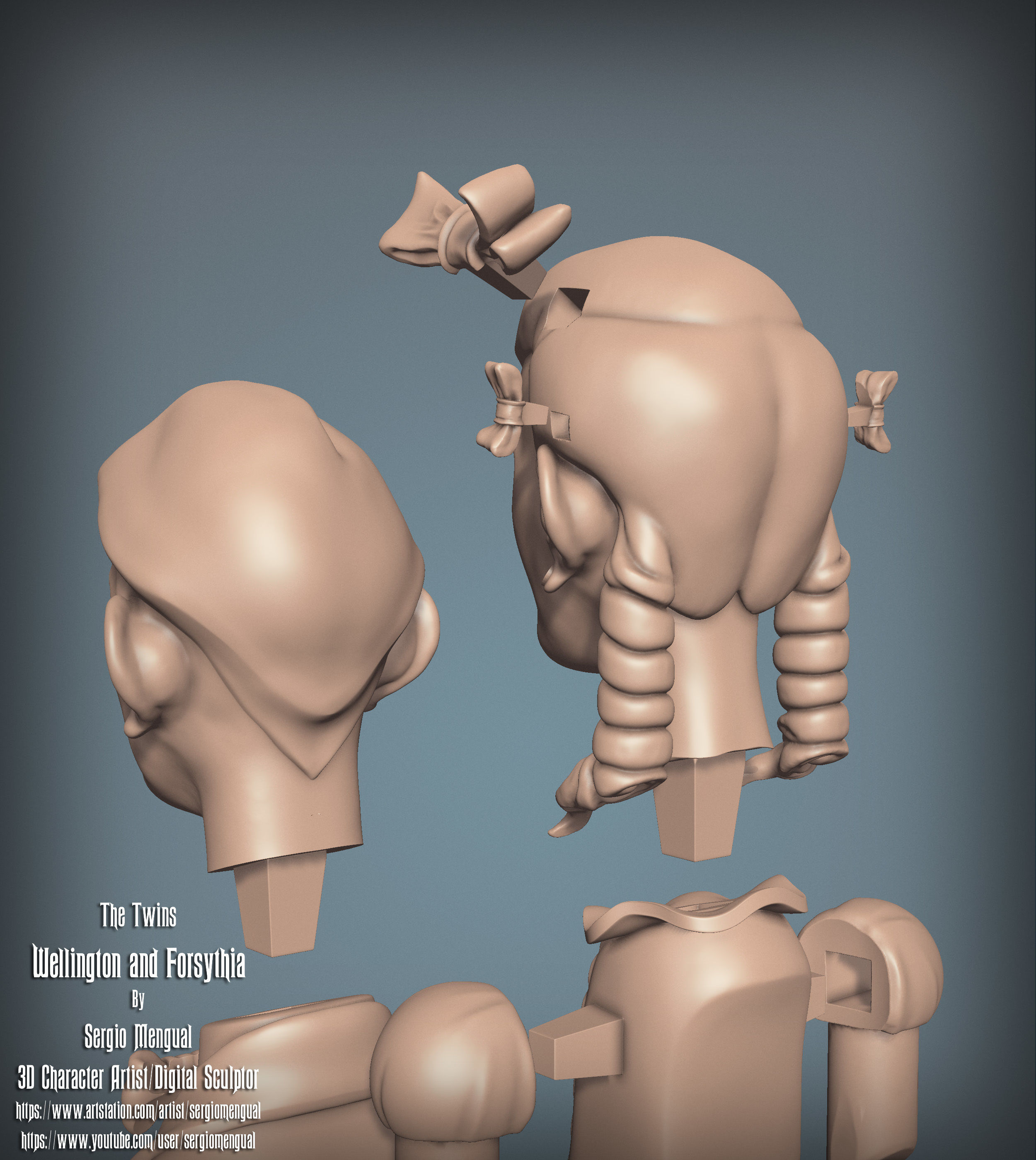 Haunted Mansion The Twins 3D Printable Busts 3D print model_39