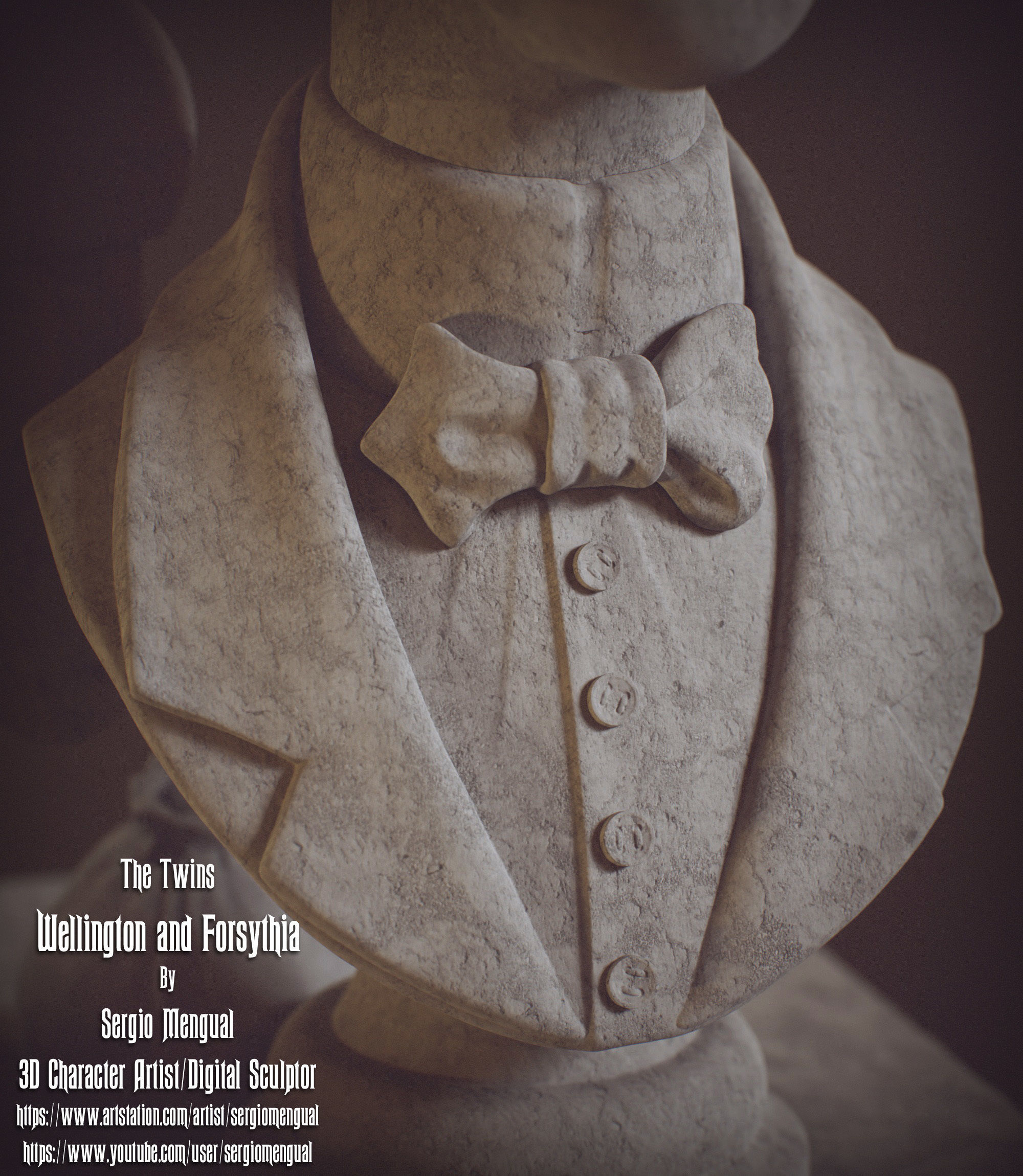 Haunted Mansion The Twins 3D Printable Busts 3D print model_20