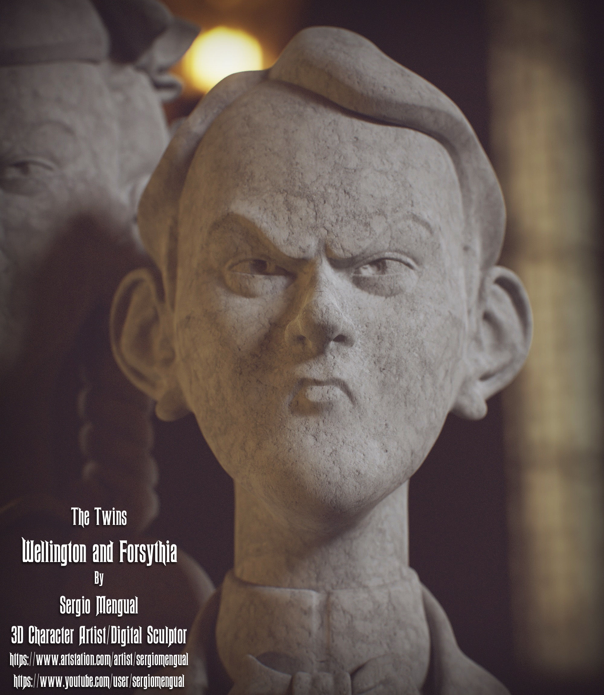 Haunted Mansion The Twins 3D Printable Busts 3D print model_19