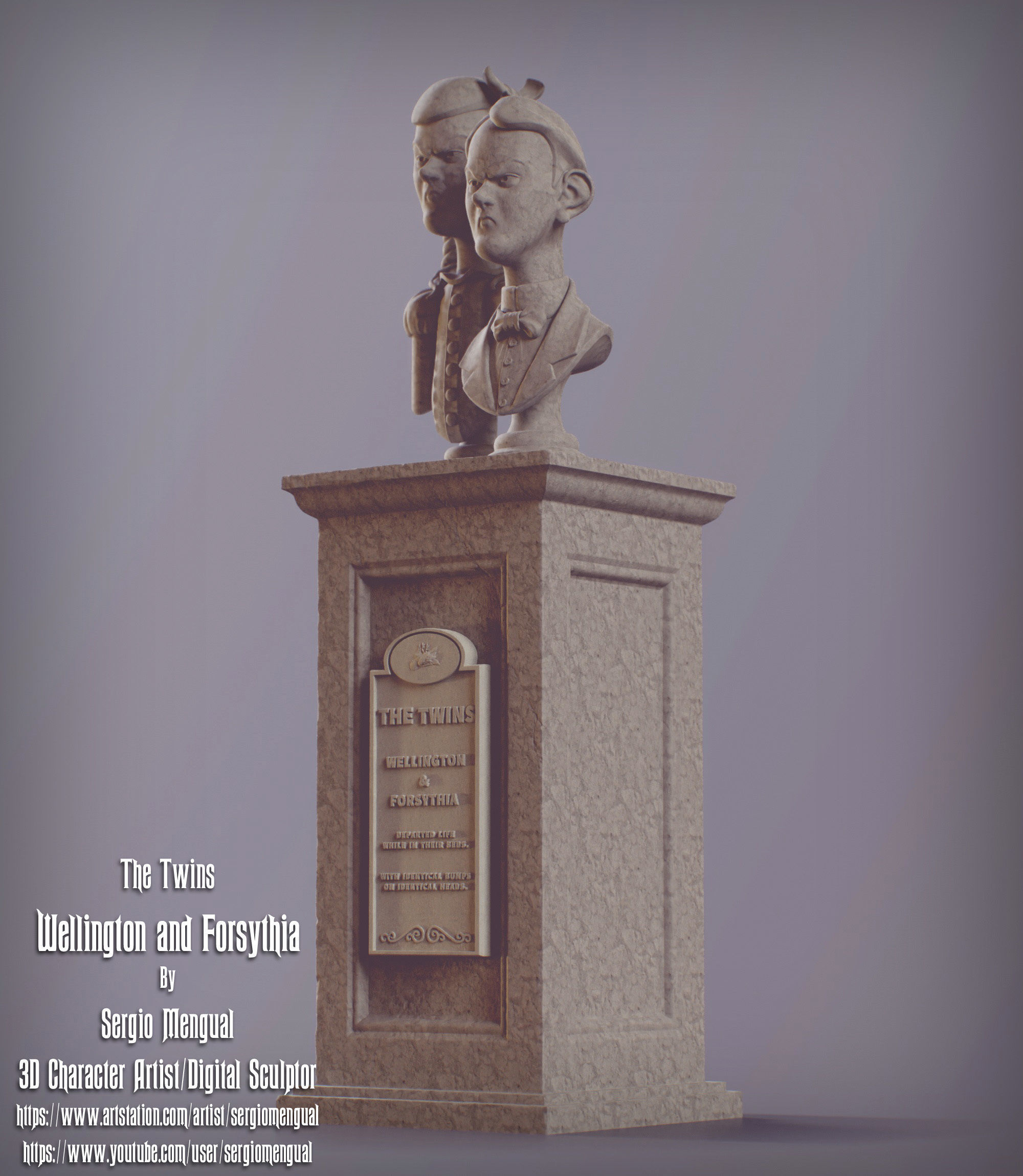 Haunted Mansion The Twins 3D Printable Busts 3D print model_6