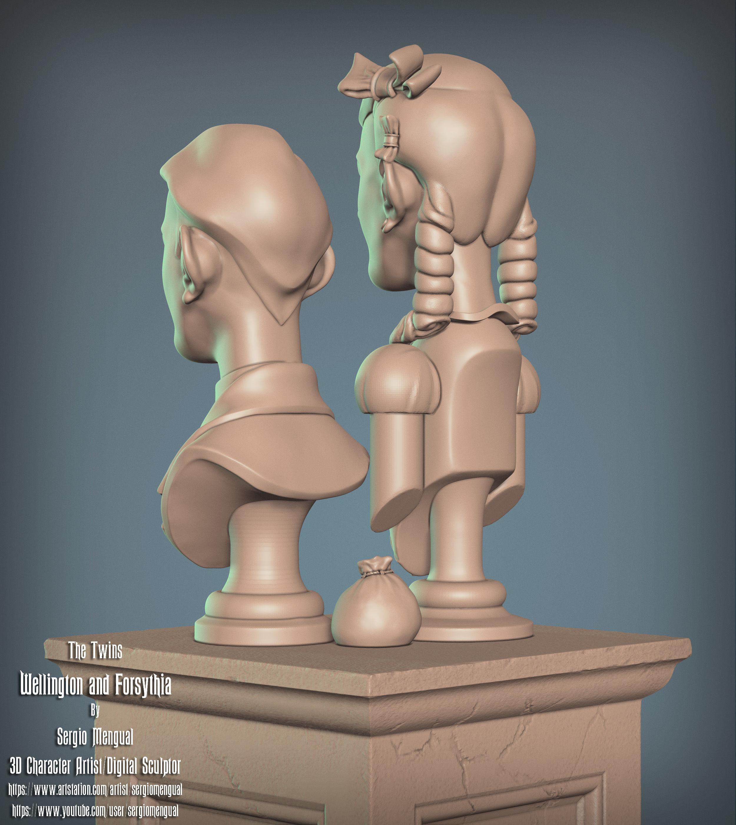 Haunted Mansion The Twins 3D Printable Busts 3D print model_29