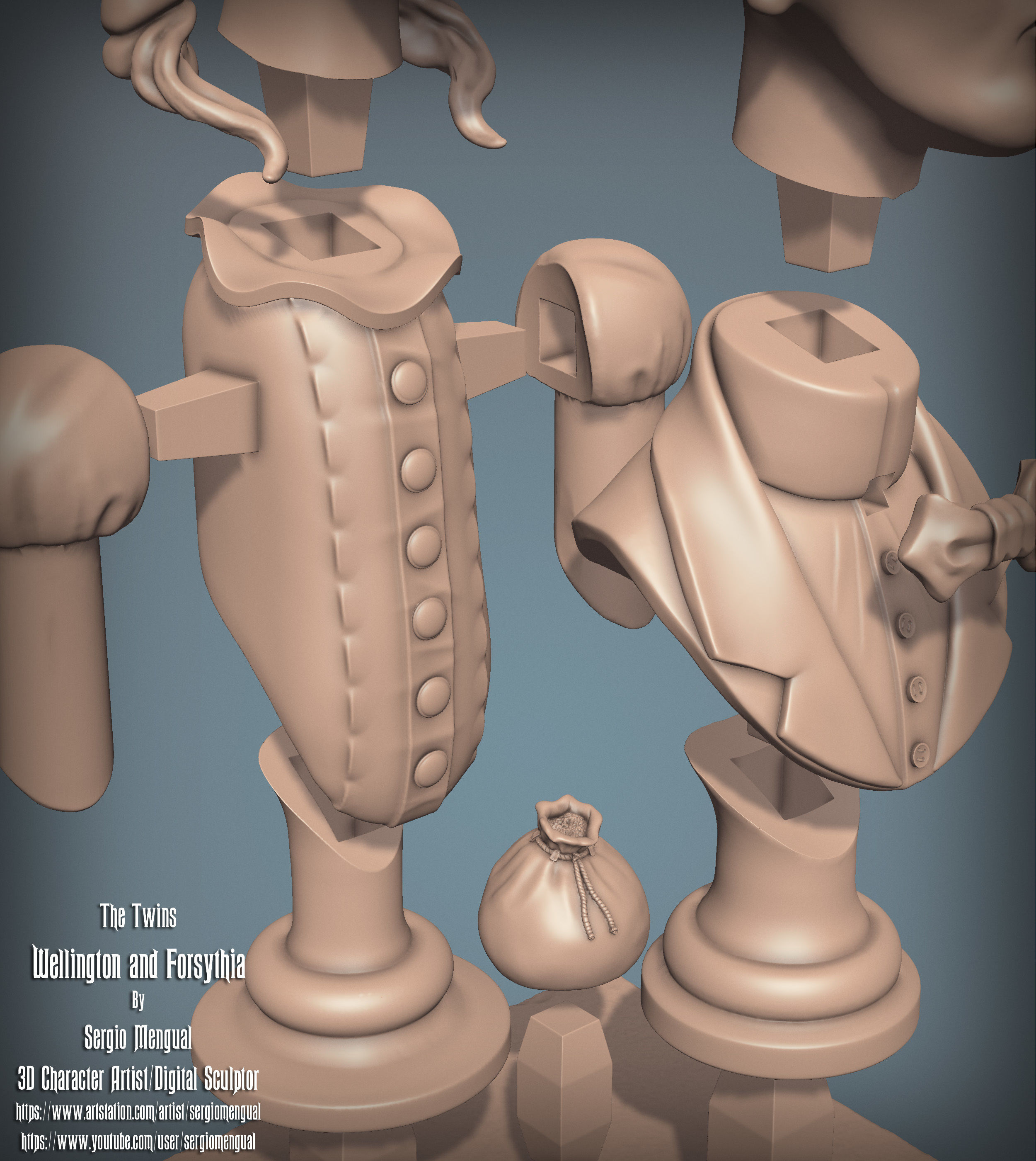 Haunted Mansion The Twins 3D Printable Busts 3D print model_35