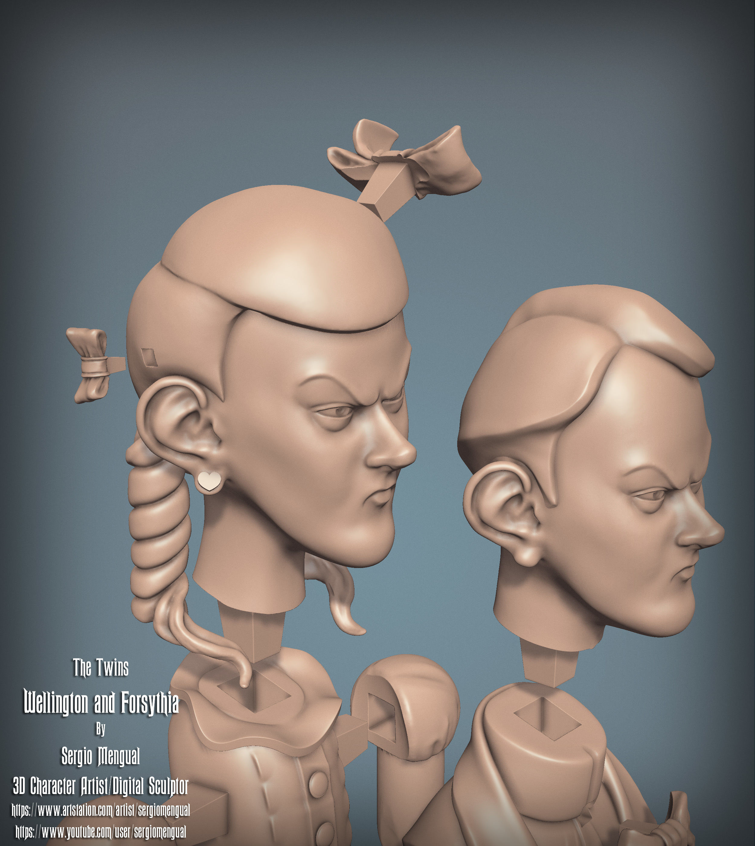 Haunted Mansion The Twins 3D Printable Busts 3D print model_38