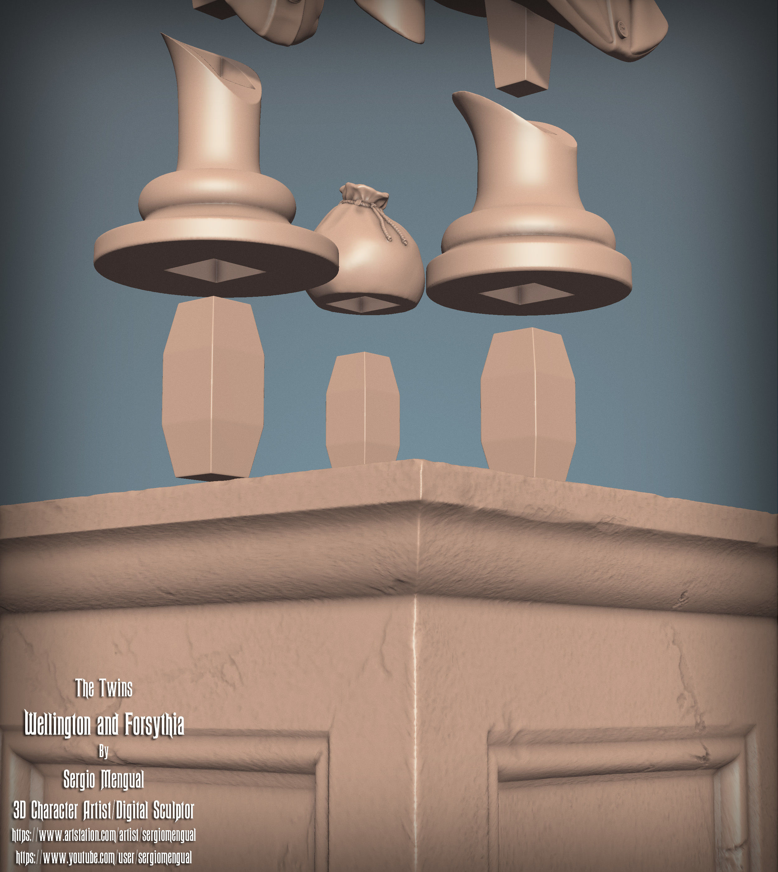 Haunted Mansion The Twins 3D Printable Busts 3D print model_34