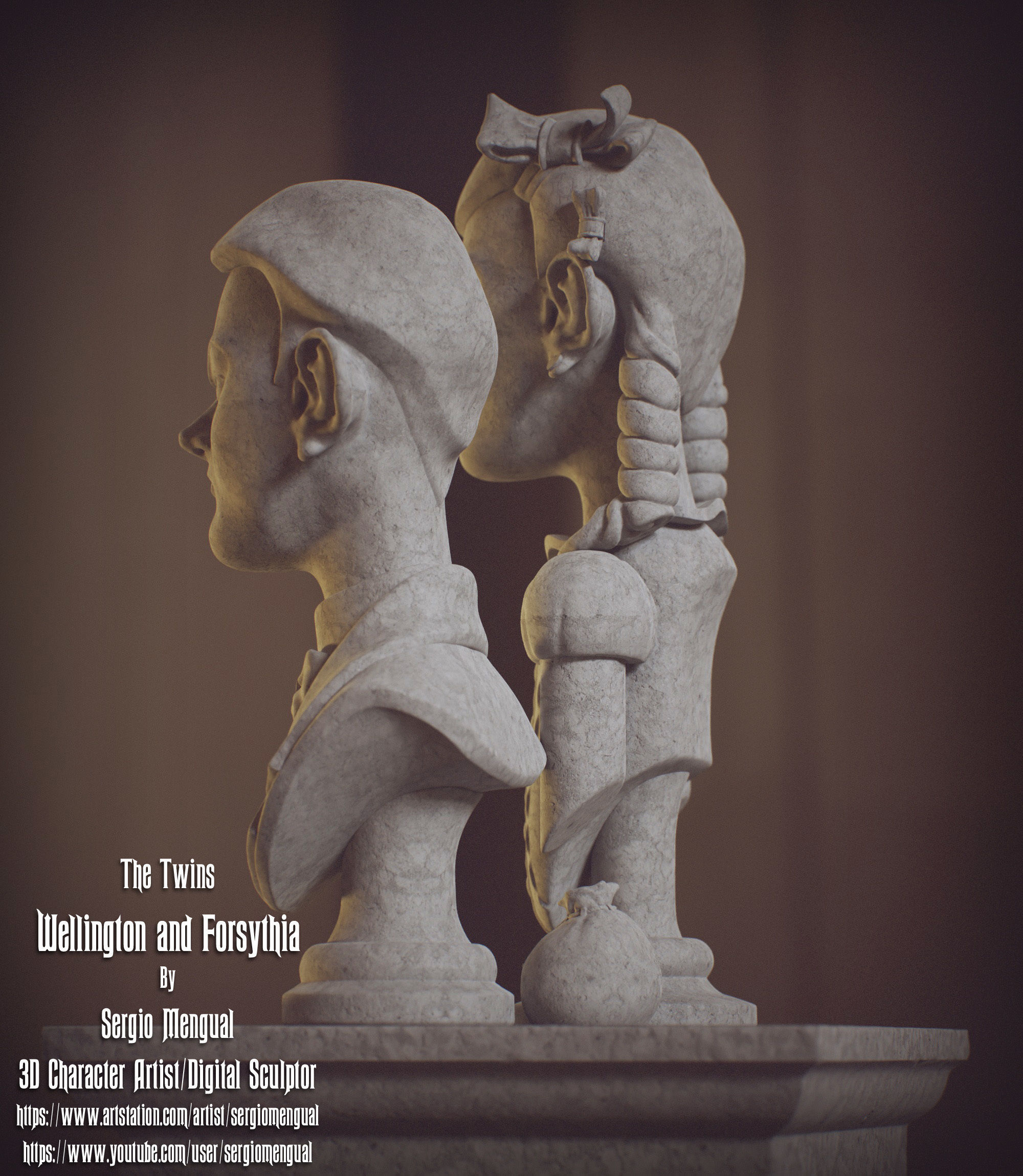Haunted Mansion The Twins 3D Printable Busts 3D print model_14