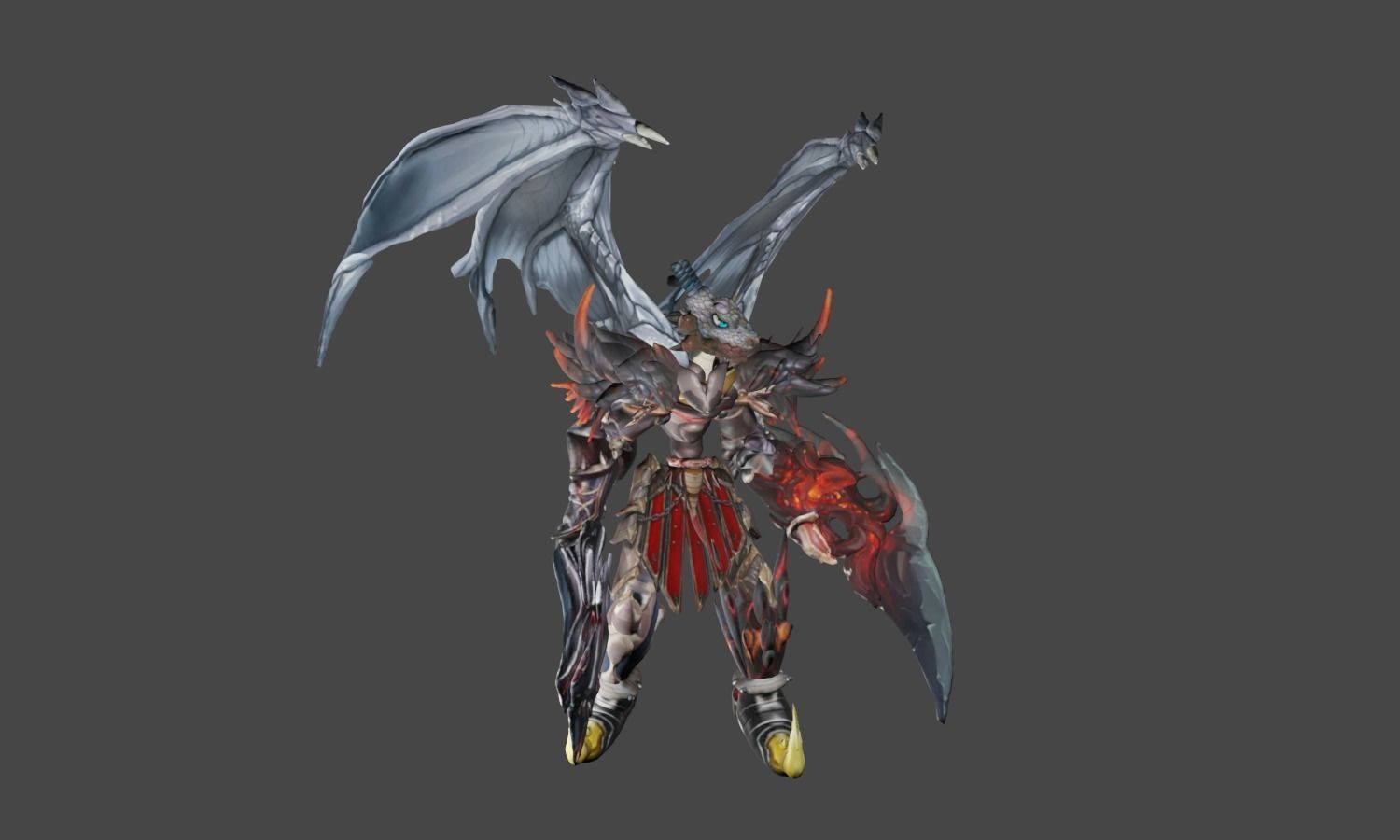 Zeloeman A 3 dragon with wings and armor 3D model_14
