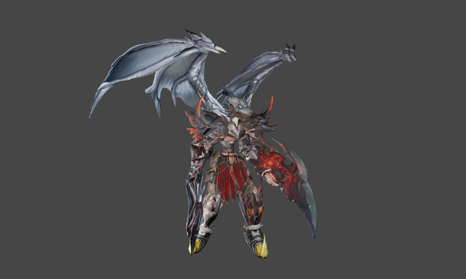 Zeloeman A 3 dragon with wings and armor 3D model_19