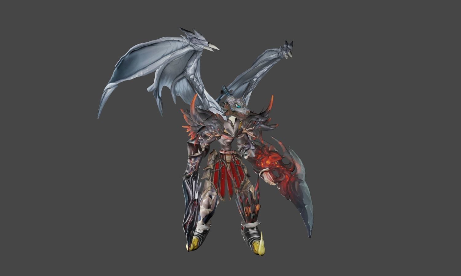 Zeloeman A 3 dragon with wings and armor 3D model_16