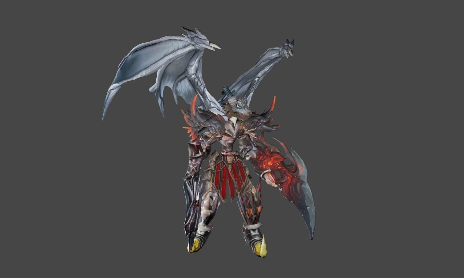Zeloeman A 3 dragon with wings and armor 3D model_15