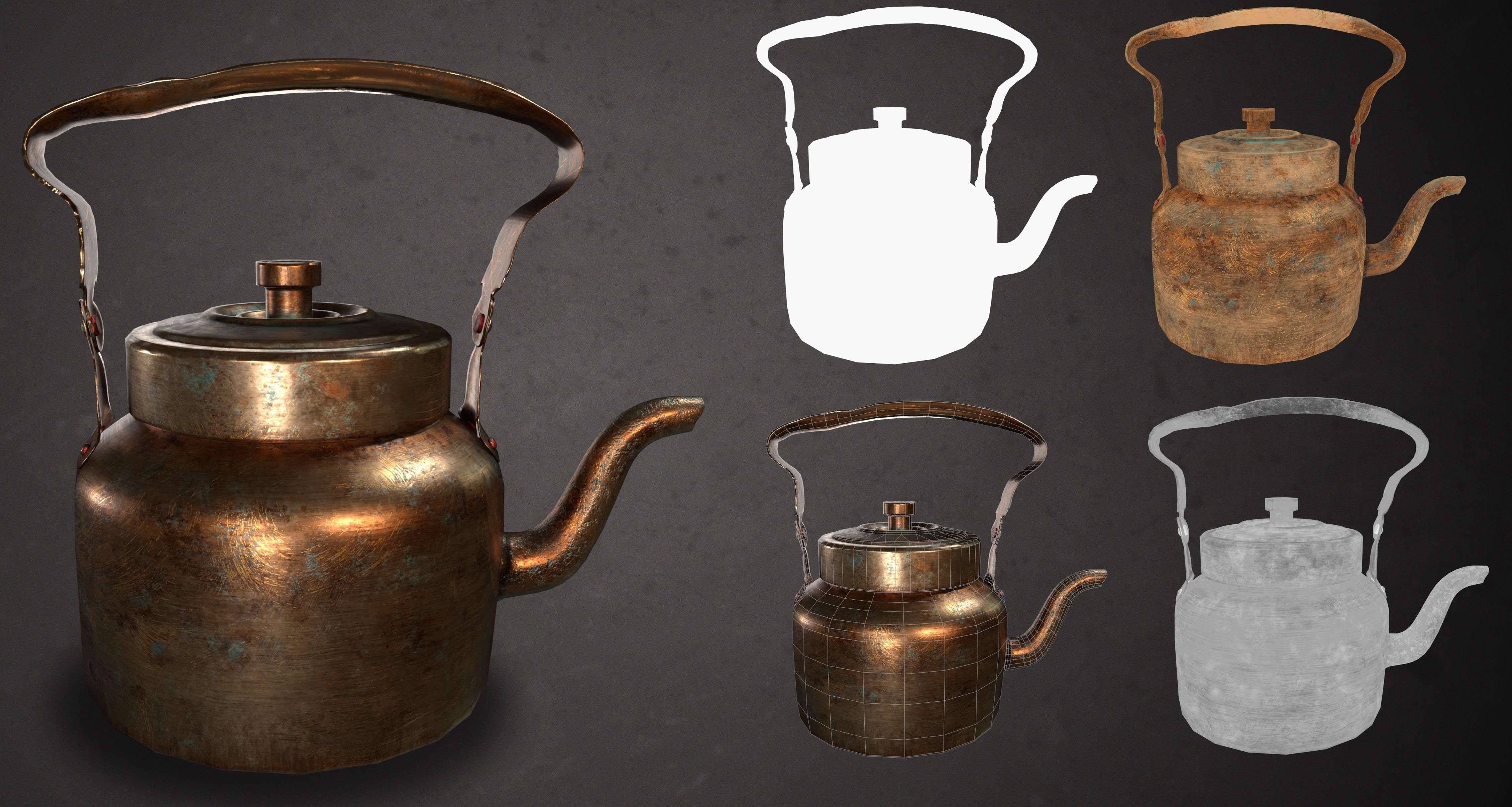 Indian Bronze kettle  Low-poly 3D model_4