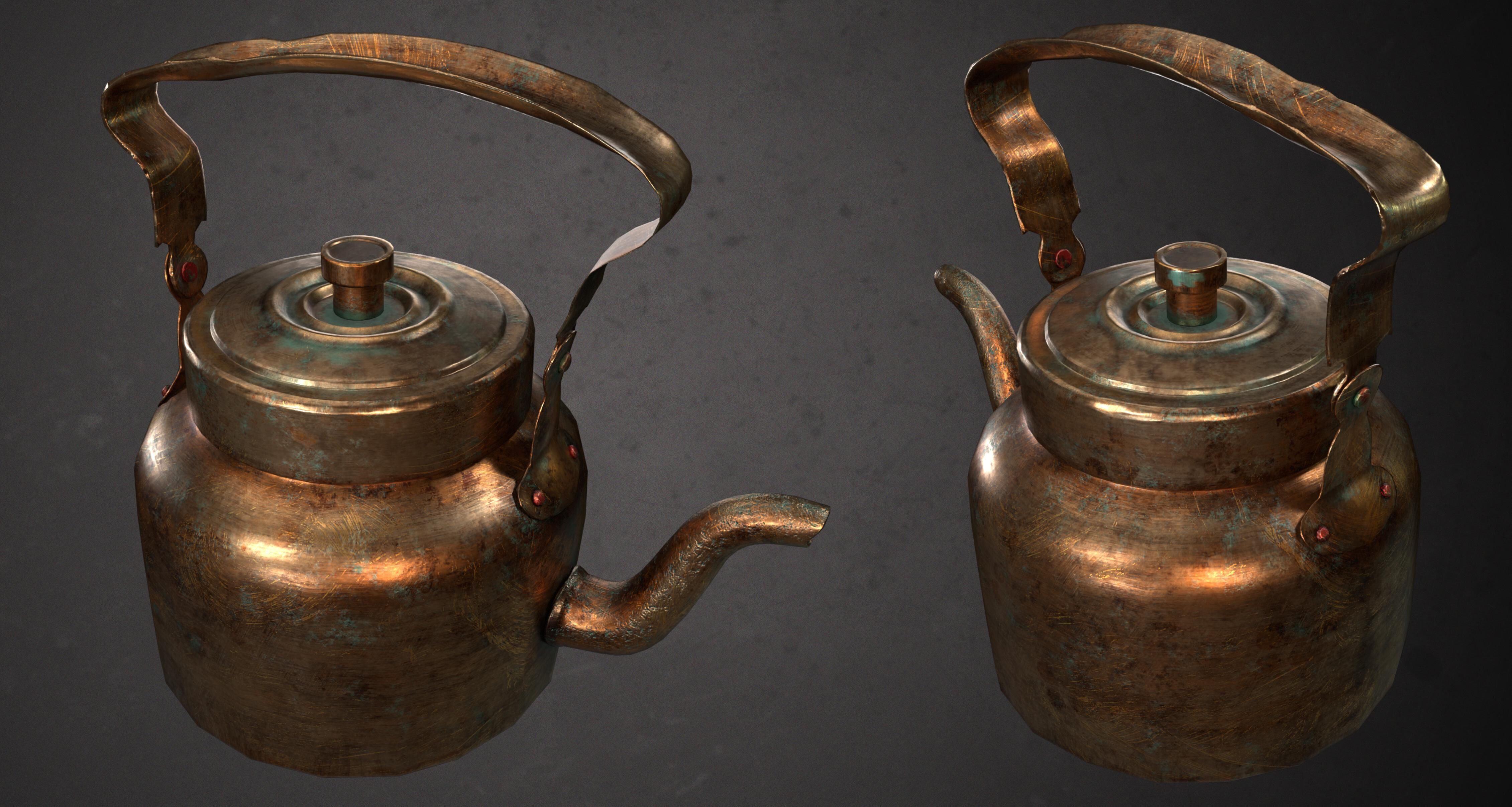 Indian Bronze kettle  Low-poly 3D model_3