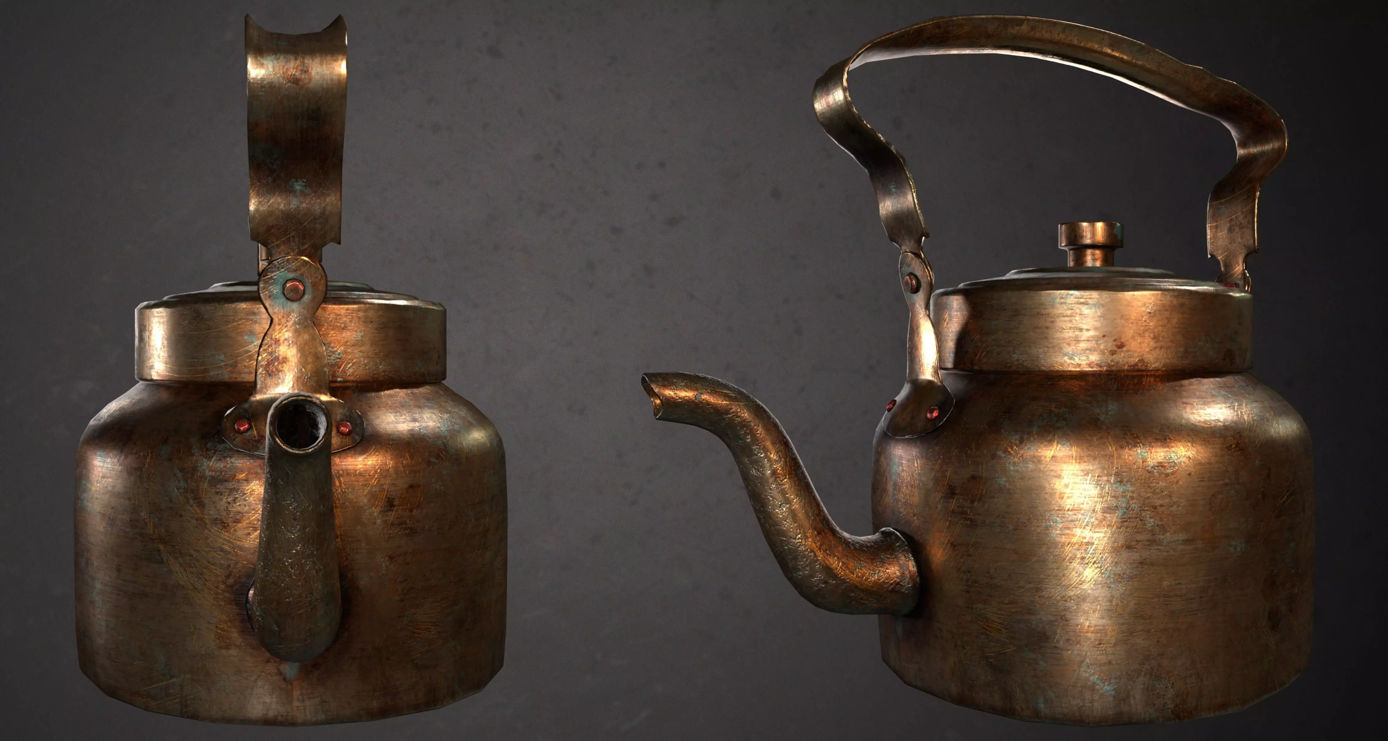 Indian Bronze kettle  Low-poly 3D model_0