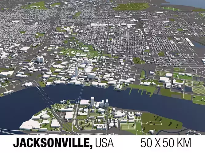 Jacksonville 50x50km City Map Model