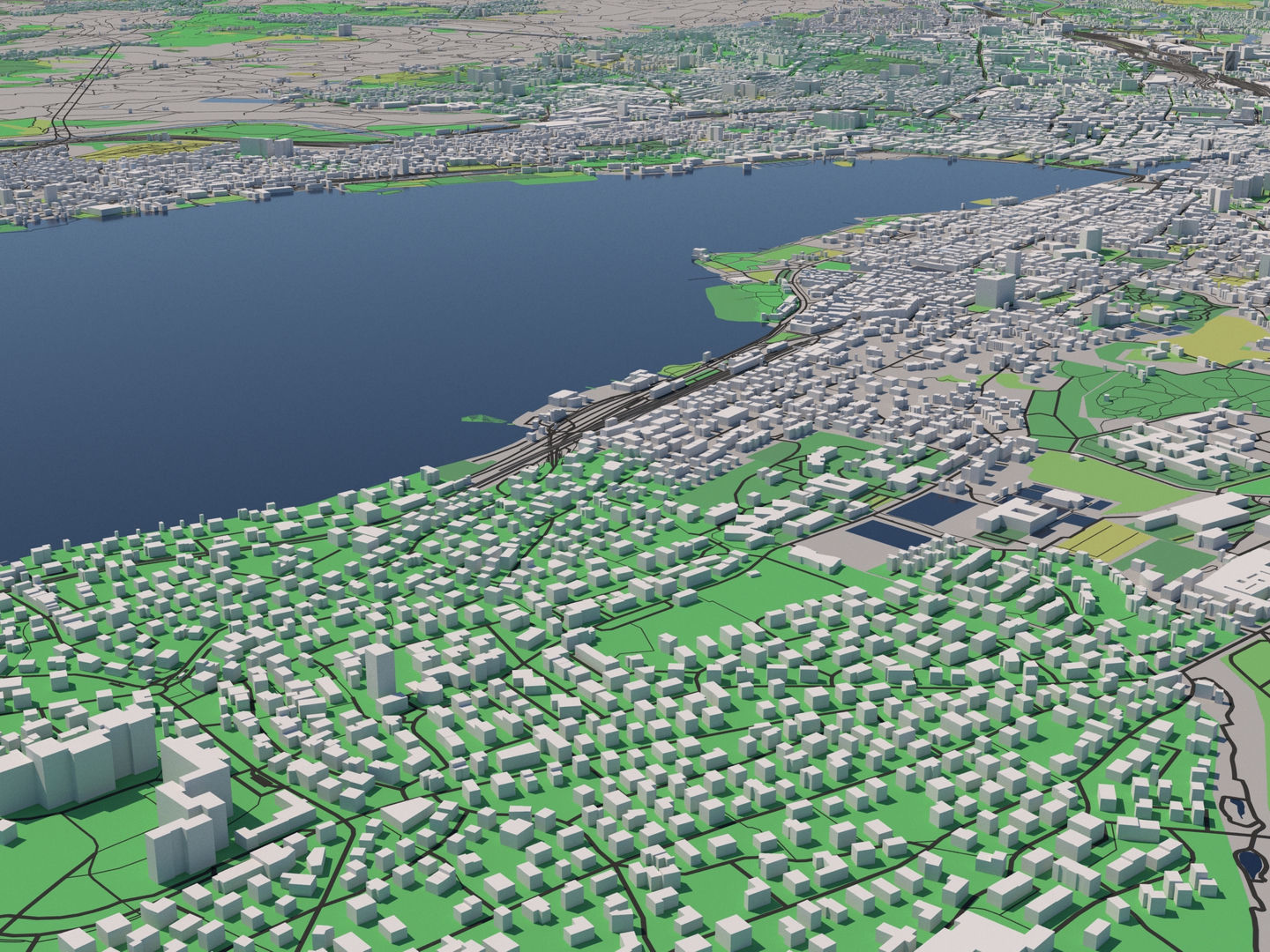 Zurich 25x25km City Map Model 3D model_5