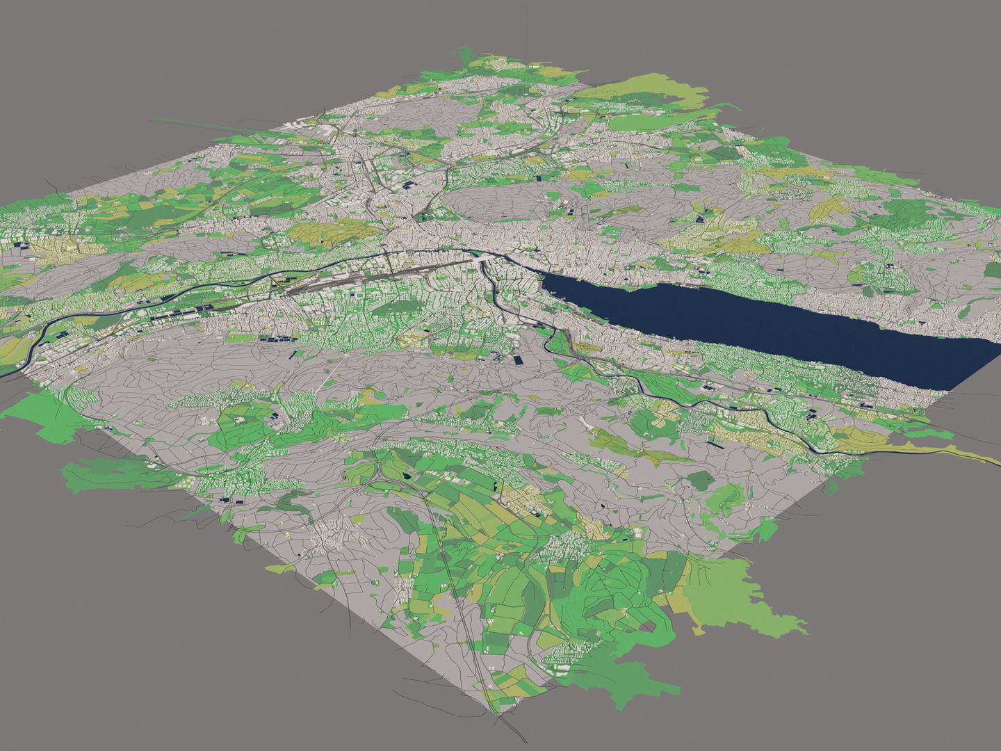 Zurich 25x25km City Map Model 3D model_10