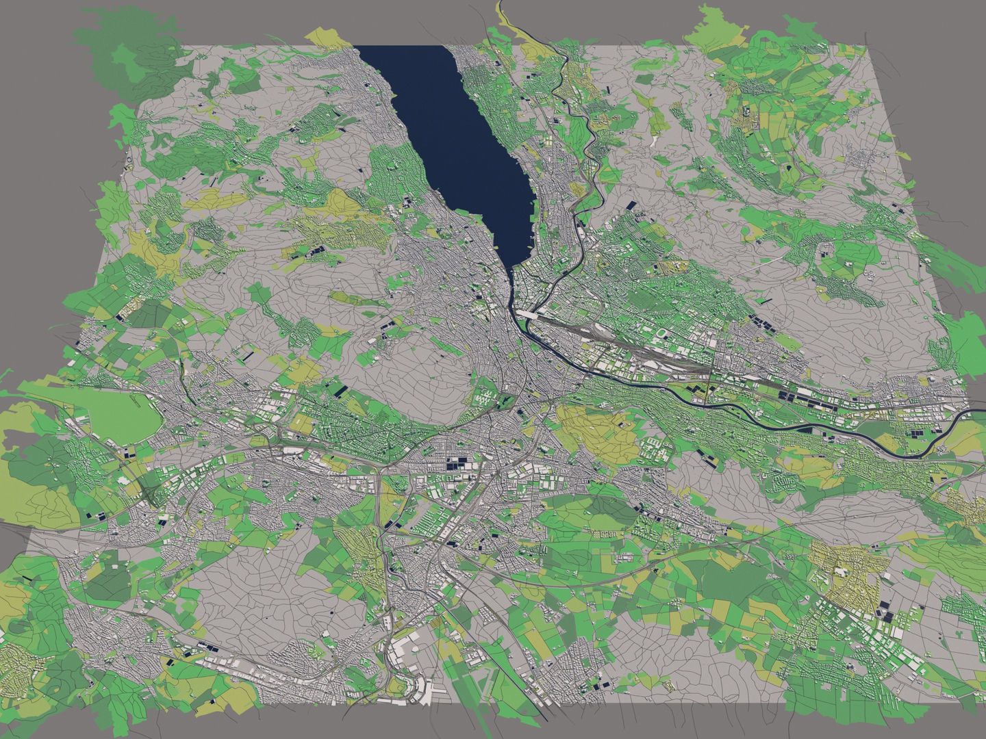 Zurich 25x25km City Map Model 3D model_9