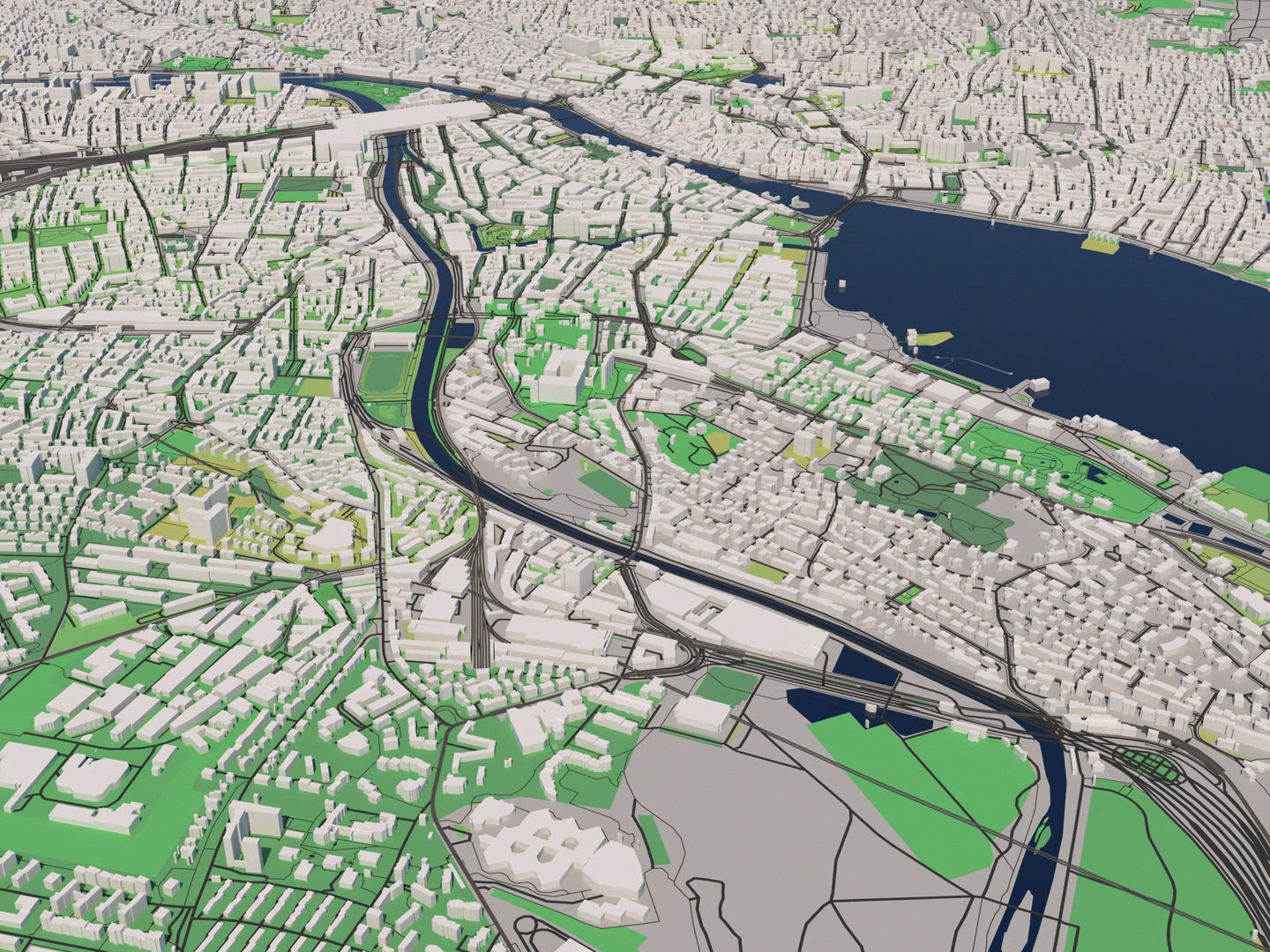 Zurich 25x25km City Map Model 3D model_3