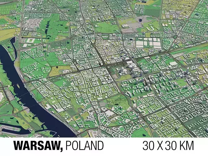 Warsaw 30x30km City Map
