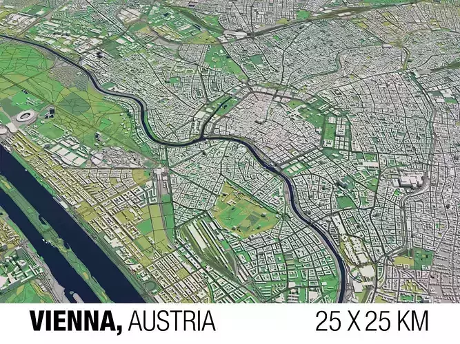 Vienna 25x25km City Map