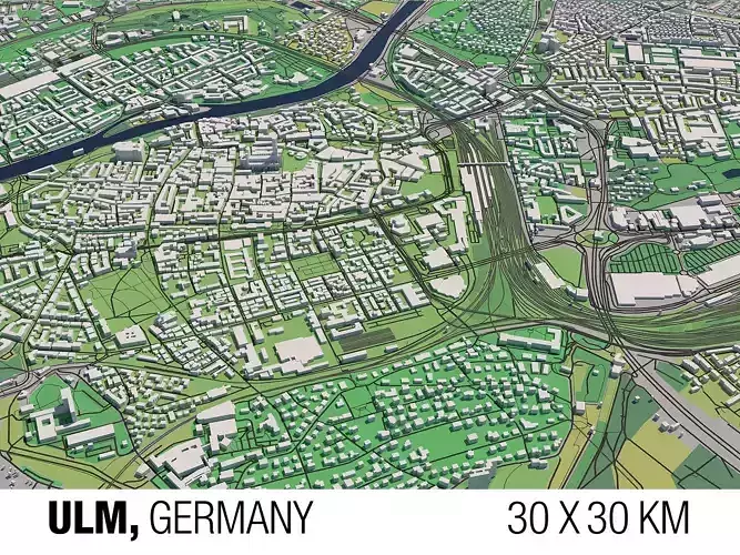 Ulm Germany 30x30km City Map
