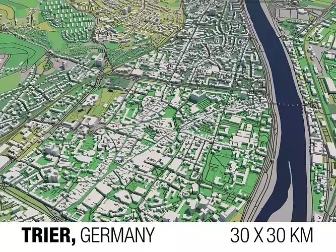 Trier Germany 30x30km City Map