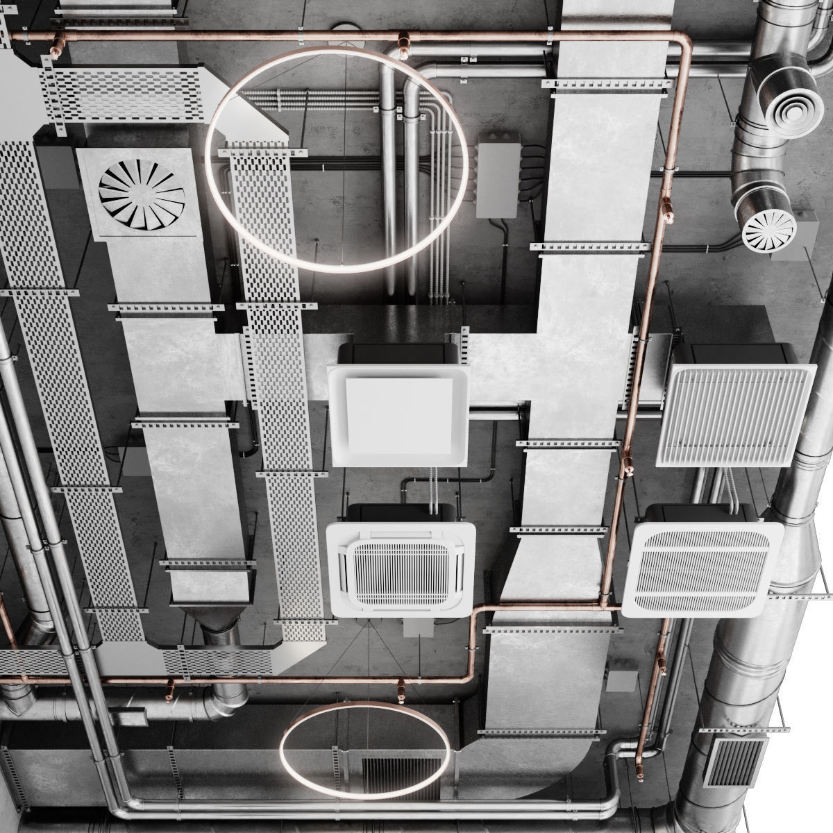 Industrial ceiling 8 3D model_4