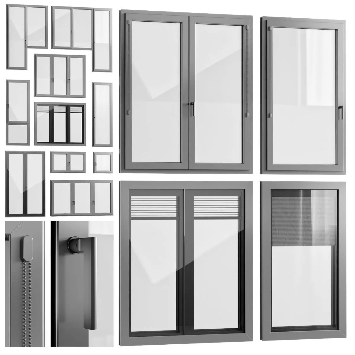 Windows with built-in blinds Finstral 3D model